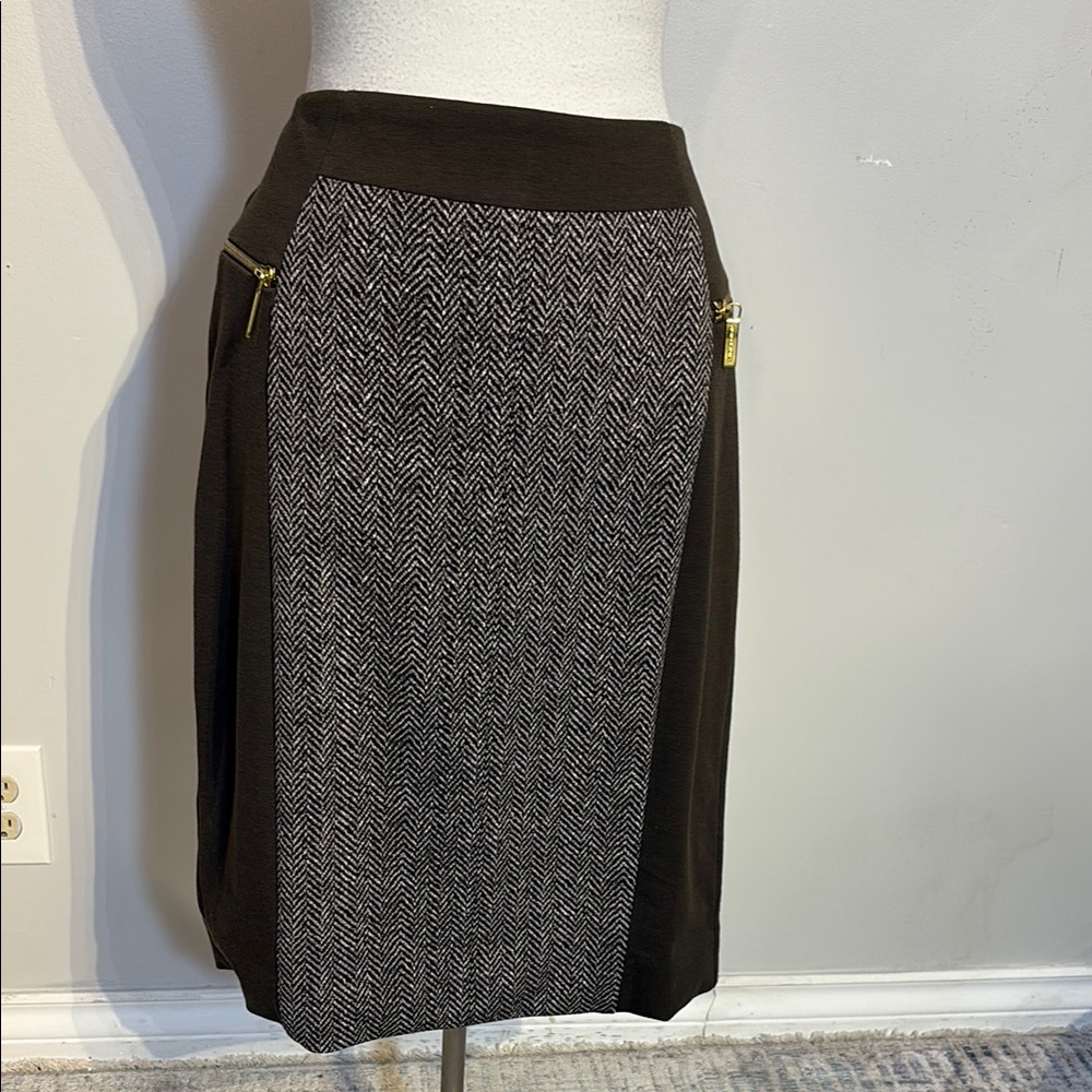 Michael Kors Brown and tweed patterned Pencil Skirt Knee-length